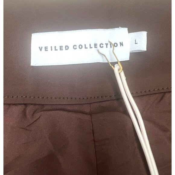 Veiled Colletion Ghalia Dark Brown Satin High Rise Trousers L - Picture 9 of 13